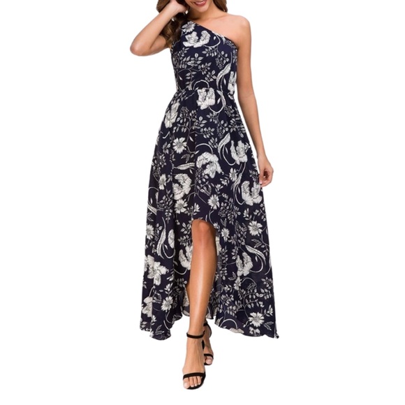 NWT Women's Sleeveless One shoulder Floral High Low Maxi Dress - Size XL - Picture 2 of 5